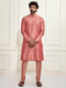 VASTRAMAY Men's Pink Cotton Silk Blend Kurta